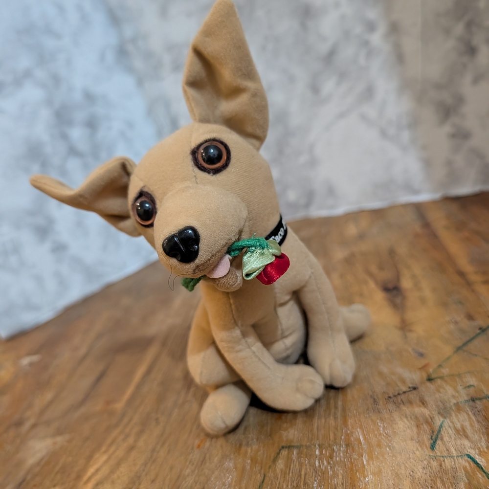 Vintage 90s Taco Bell Chihuahua Plush Dog with Rose Yo Quiero Taco Bell Promo
